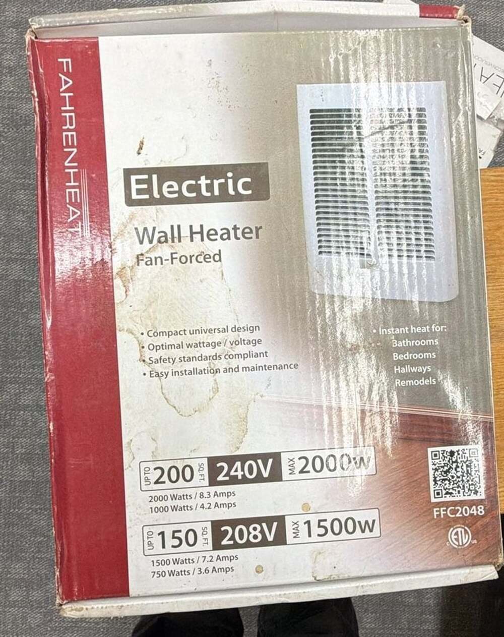 Fahrenheat FFC2048 Electric Wall Heater Fan-Forced